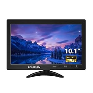 CCTV Mini Monitor 10.1″ IPS Full HD 1280×800, 60Hz 3ms Speakers, Small Monitor w/VGA/AV/HDMI/BNC/USB, Remote Control for Computer Game