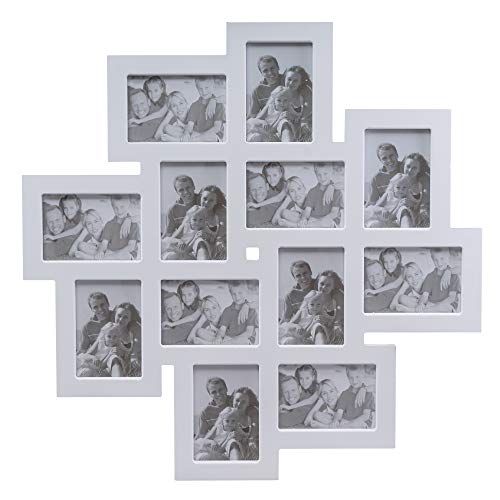 elbmoebel Collage - Marco de Fotos (Madera, para Montar en la Pared, Varias Fotos), Color Blanco y marrón, Madera, Blanco, H54 x W54 x D2 cm