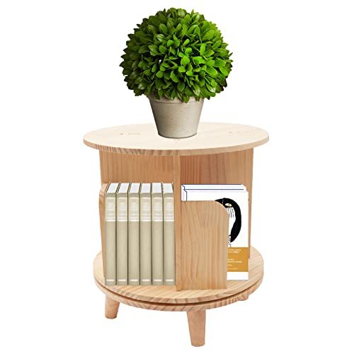 Gdrasuya10 Wooden Rotating Bookshelf 360 Display Floor Freestanding Bookcase Book Storage Rotating Rack Multi-Functional Bookshelf Organizer For Adults Study Room Living Room(Single Layer) #TOP21