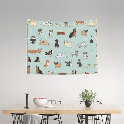 Wandteppich mit Hundemotiv, Kunstdekor, Stoff für Schlafzimmer, Wohnzimmer, Studentenwohnheim