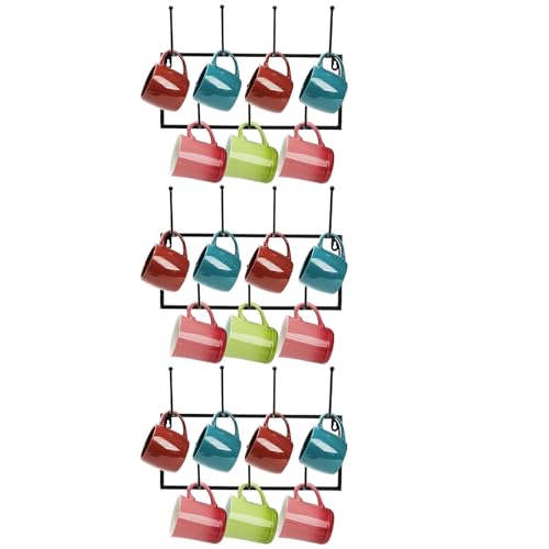 Jucoan 3 Pack Coffee Mug Holder with 21 Hooks, Wall Mounted Cup Holder Rack 6-Tier Metal Mug...