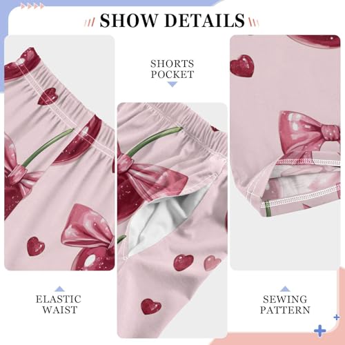 Pajama Bottoms, Cherries Bow Pajamas Pant Sleep Long Pants Lounge Wear Elastic Waist Sleepwear Pjs4