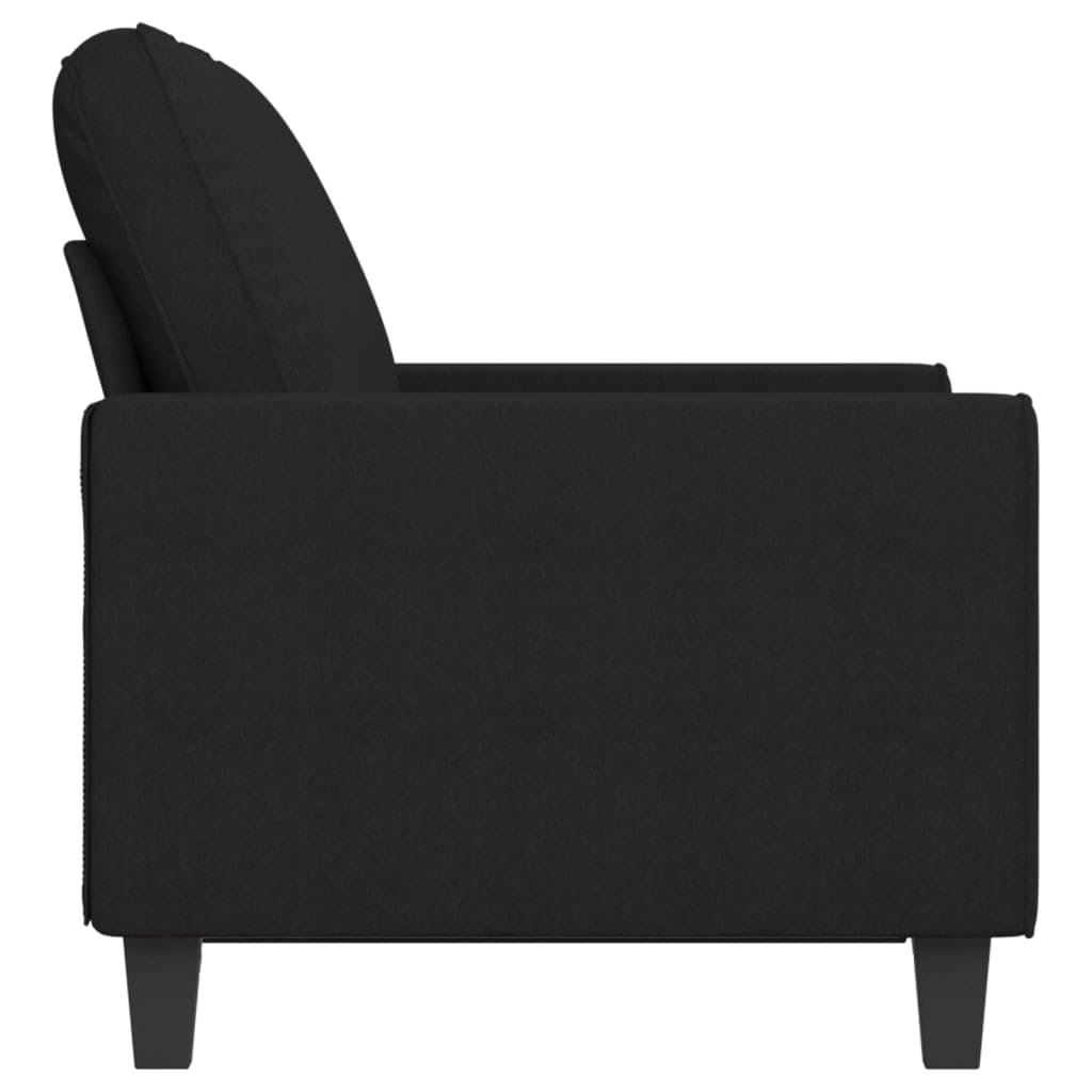 Sofá de dos plazas, color negro, 154 x 77 x 80 cm, funda de tela con estructura de metal, diseño moderno, pequeño sofá para salón, oficina, pasillo, dormitorio