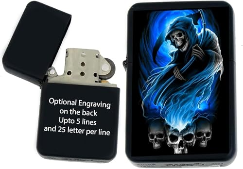 Encendedor Grim Reaper negro mate a prueba de viento miniatura 1