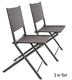Quantum Interior Garten-Klappstuhl, Balkonstuhl-Campingstuhl, wetterfest, Maße ca.H/B/T 83x46x56cm (2, Grau)
