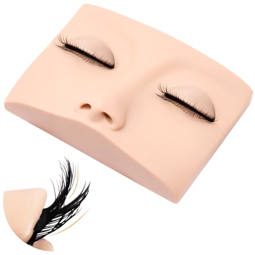 Embagol Double Layer Lash Mannequin Head - Realistic Soft-Touch Rubber Head With 2 Layers Replaced Eyelids - Training Makeup Head(1 Pair Removable Eyelids)
