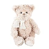 Handwäsche Bukowski, Design of Sweden, Teddybär Pierrot, 40 cm, Plüsch perlweiß mit weißer Schleife