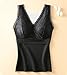 Miguofan Slimming Tank Top for Women V Neck Lace Camisole Tops with Built in Bra Cami Vest Base Layer (US, Alpha, Large, Regular, Regular, Black)