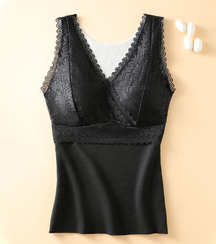Image of Slimming Tank Top for Women V Neck Lace Camisole Tops with Built in Bra Cami Vest Base Layer
