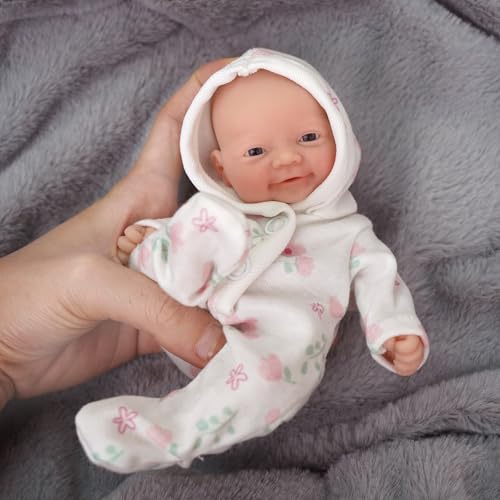 Muñeca bebé mini reborn de silicona 7 pulgadas con accesorios miniatura 4