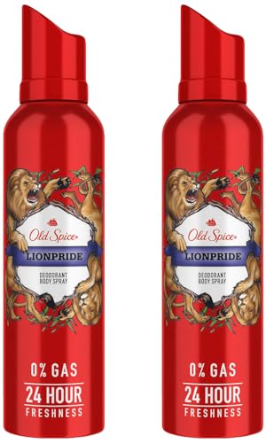Old Spice Lionpride No Gas Deodorant Body Spray Perfume For Men, 140ml (Pack of 2)