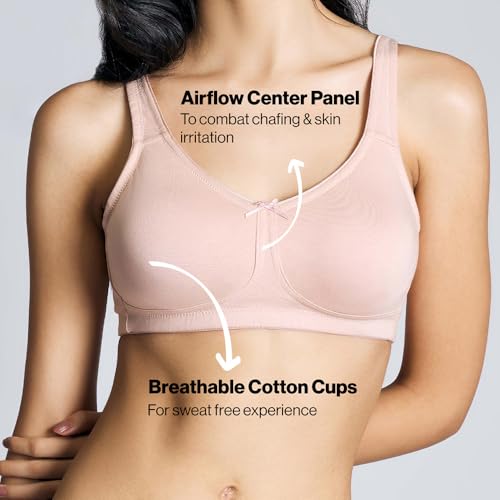 Image of NYKD NYB105 Wirefree Cotton No Sweat Breast Seperating Non-Padded Full Coverage Bra for Women (Available in Plus Size)