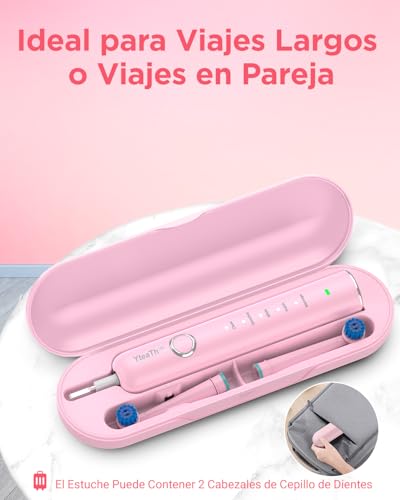 Miniatura 5 de Cepillo De Dientes Eléctrico De Rotación Adultos Con 8 Cabezales - Cepillo Electrico Con Estuche De Viaje, 5 Modos, Ipx7 Impermeable, Cepillo Dientes Electrico Viaje Recargable, Rosa