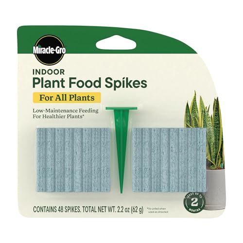 Miracle-Gro Indoor Plant Food Spikes for All Plants, Fertilizer Spikes for Houseplants, Flowers, Vegetables, and Herbs, 48 Spikes