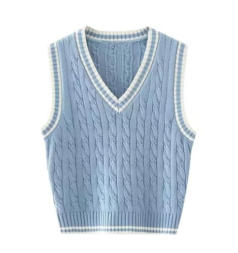 Image of Womens Sweater Vest Sleeveless Cotton Casual V Neck Pullover