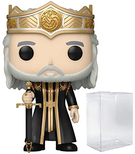 POP House of Dragon - Viserys Targaryen Funko Pop! Vinyl Figure (Bundled with Compatible Pop Box Protector Case), Multicolored, 3.75 inches