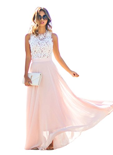 Vestidos De Fiesta Para Bodas Mujer Largos Elegantes Sin Mangas Cuello Sencillos Especial Redondo Vestido Moda Verano Splice Encaje Fiesta Coctel Tallas Grandes Maxi Dress Estilo
