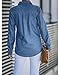 LookbookStore Denim Shirt Women Long Sleeve Button Down Shirts for Women Fall Tops for Women 2024 Casual Button Down Long Sleeve Denim Shirt Top Blouse Denim Blue Size S Fall Clothes Size 4 Size 6