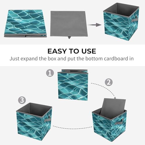 Boîte de rangement pliable pour vêtements avec impression d'eau azur - 5