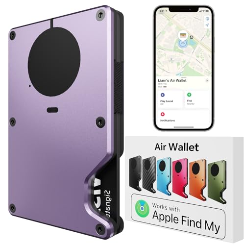 Air Wallet for Men with Built-in AirTag Chip, Works with Apple Find My (iOS Only), Track Your Wallet, Slim Minimalist Wallet Mens, RFID Wallet for Men, Credit Card Holder (Lavender)