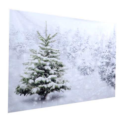 SEWACC Telón de Fondo Navideño 3D para Fotografía y Decoración de Fiestas Fondo de Tela de 210X150 CM Atrezo de Estudio Diseño de Árbol de Navidad Tapiz para Colgar en Pared