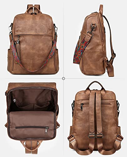 Fadeon Leather Backpack Purse For Women Designer Travel Backpack Purses Pu Fashion Ladies Shoulder Bag With Tassel Brown #TOP5