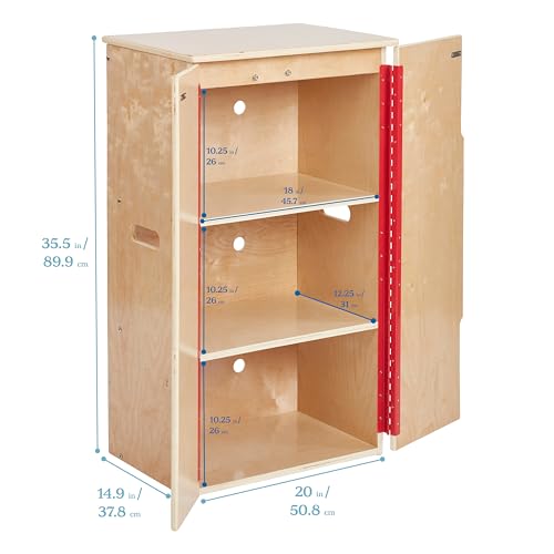 ECR4Kids Wooden Pretend Play Kitchen Refrigerator for Kids, Montessori Furniture, Natural by ECR4Kids - Image 2