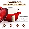 E-far Enameled Cast Iron Sauce Pan with Lid, 1 Quart Dutch Oven Saucepan, Mini Sauce Pot for Cooking, Boiling, Healthy & Non Toxic, Induction & Oven Safe, Red #2