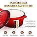 E-far Enameled Cast Iron Sauce Pan with Lid, 1 Quart Dutch Oven Saucepan, Mini Sauce Pot for Cooking, Boiling, Healthy & Non Toxic, Induction & Oven Safe, Red