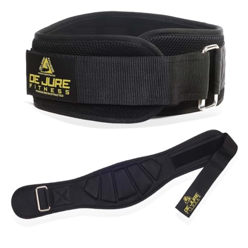 Image of De Jure Fitness Weightlifting Belt for Men & Women | Adjustable Lumbar Support Gym Belt for Lifting | Heavy Duty Back Support for Deadlifts, Squats, CrossFit | Hook & Loop Strap | Size S Black