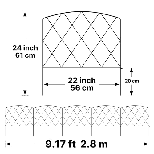 ARIFARO Dekorativer Gartenzaun 60cm H X 56cm B 5 Paneele Kein Graben Tierbarriere-Zaun, Haustierzaun Rostfreies Metallgitter-Panel-Begrenzung für Hunde, (Garden Fence)