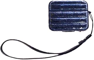 جراب حماية جليتر فاخر من V Volt متوافق مع ابل ايربودز برو2 ، جراب بتصميم حقيبة سفر لامعة، للبنات والنساء ، كفر أنيق مقاوم للصدمات مع حزام معصم متناسق. (كحلي)