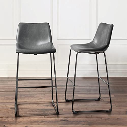 Image of Waleaf 30 Inch Counter Height Bar Stools Set of 2, Faux Leather Bar Chairs