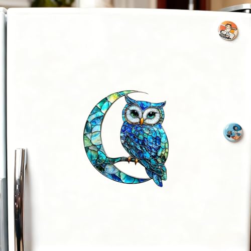 Imán decorativo acrílico luna y búho 3.15 pulg