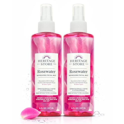 HERITAGE STORE Rosewater Facial Mist 2-Pack, Hydrating Face Spray, 8 fl oz