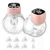 Hands Free Breast Pump, Wearable Breastfeeding Pump 3 Modes & 9 Levels, Double Electric Portable Pump Low Noise with Long Battery Life 2 Pack Pink