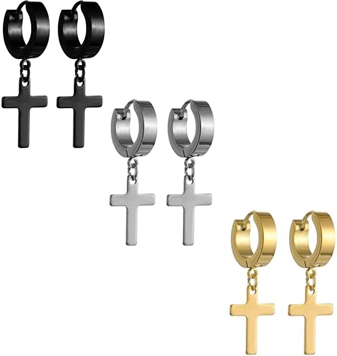Men's Women Punk Stainless Steel Triangle Shape Design Hoop Earrings