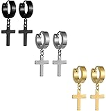 Halawly Men Earrings, Stainless Steel Hoop Stud Earrings Set for Women Girls, 3 Pairs/6 Pairs/10Pair