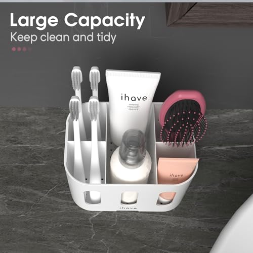 iHave Toothbrush Holder, 5 Slots Electric Toothbrush Holders for Bathroom Countertop, Ventilated Bathroom Storage Organiser Caddy with 2 Hanging Holes - Cosy Home Interiors iHave Toothbrush Holder, 5 Slots Electric Toothbrush Holders for Bathroom Countertop, Ventilated Bathroom Storage Organiser Caddy with 2 Hanging Holes - Image 2
