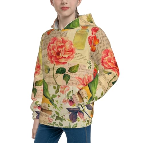 Vintage Bird Kid Hoodies Boys Sweatshirts Girls Pullover with Pocket2