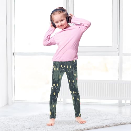 Toddler Girls Leggings Printed Yoga Pants Leggings Black Grey Cats for Kids4
