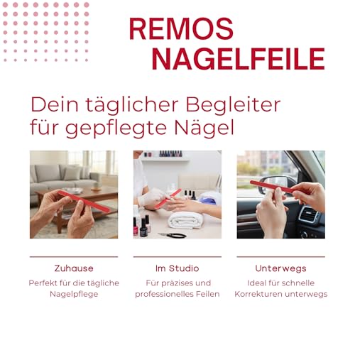 REMOS Sandblattfeilen zum Feilen der Fingernägel - 2-seitig - 10 Stück/Packung - in rot