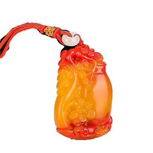 Pendentif Vase en Jade Naturel et Collier Pierre de Sang d'Hetian