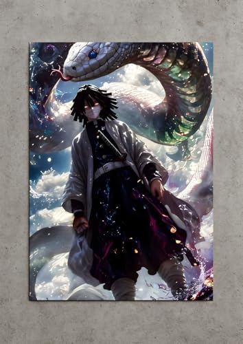 Image of NIJUKA Anime Printed A4 Size Metal sheet Poster For Home And Room Decoration | For Anime Art Fans Boys And Girls (Obanai Iguro Fan Art Look)