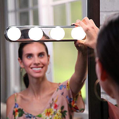 Piyuda Corporation LED Vanity Mirror Lights,Studio Glow Vanity Make-up Light Natural Light for Makeup Dressing Table with 4 LED Bulbs and Powerful Suction Cups