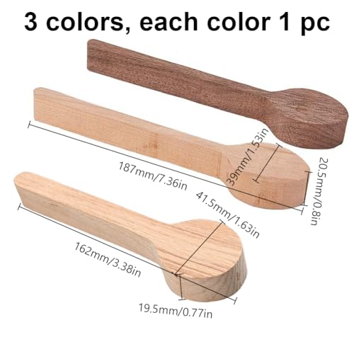 GORGECRAFT 3pcs Wood Carving Spoon Blank Kit Beech and Walnut Cherry Wood Spoon Wooden Unfinished Spoons for Craft Whittler Starter Carving - Thumbnail 2