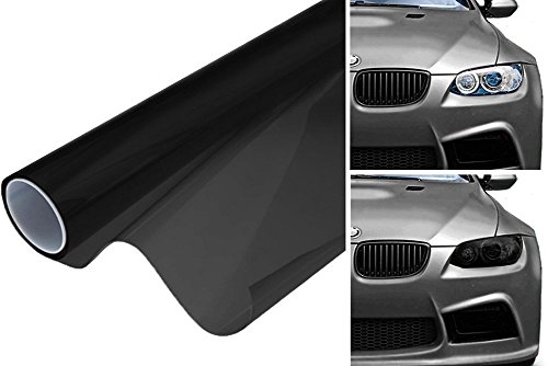 Image of DIYAH 12 X 48 Inches Self Adhesive Headlight, Tail Lights, Fog Lights Tint Vinyl Film (Dark Black)