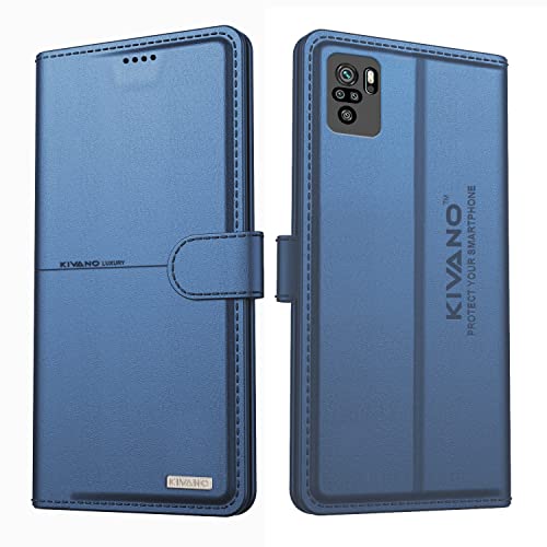 Image of KIVANO Xiaomi Redmi Note 10 Professional Series Wallet Case | Luxurious Design | Premium | PU Leather Flip Case Back Cover | Magnetic Closure - Dark Blue
