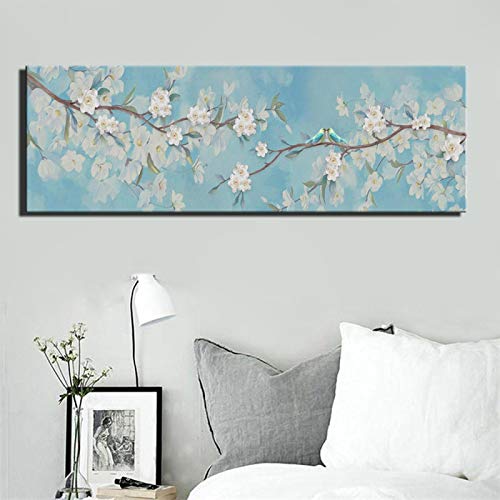 Toile Peinture Fleurs de Prunier 50x150cm Moderne pour Décor de Chambre