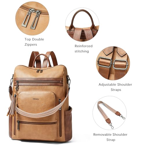 Image of Shrrie Vegan Leather Laptop Backpack for Women 15.6 inch Work Backpack Fashion Travel Backpack Purse for Business College
